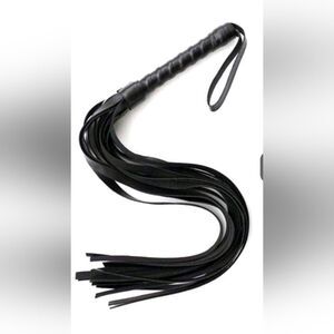 Black Faux Leather Whip Lingerie Cat Woman Halloween Costume Accessory
